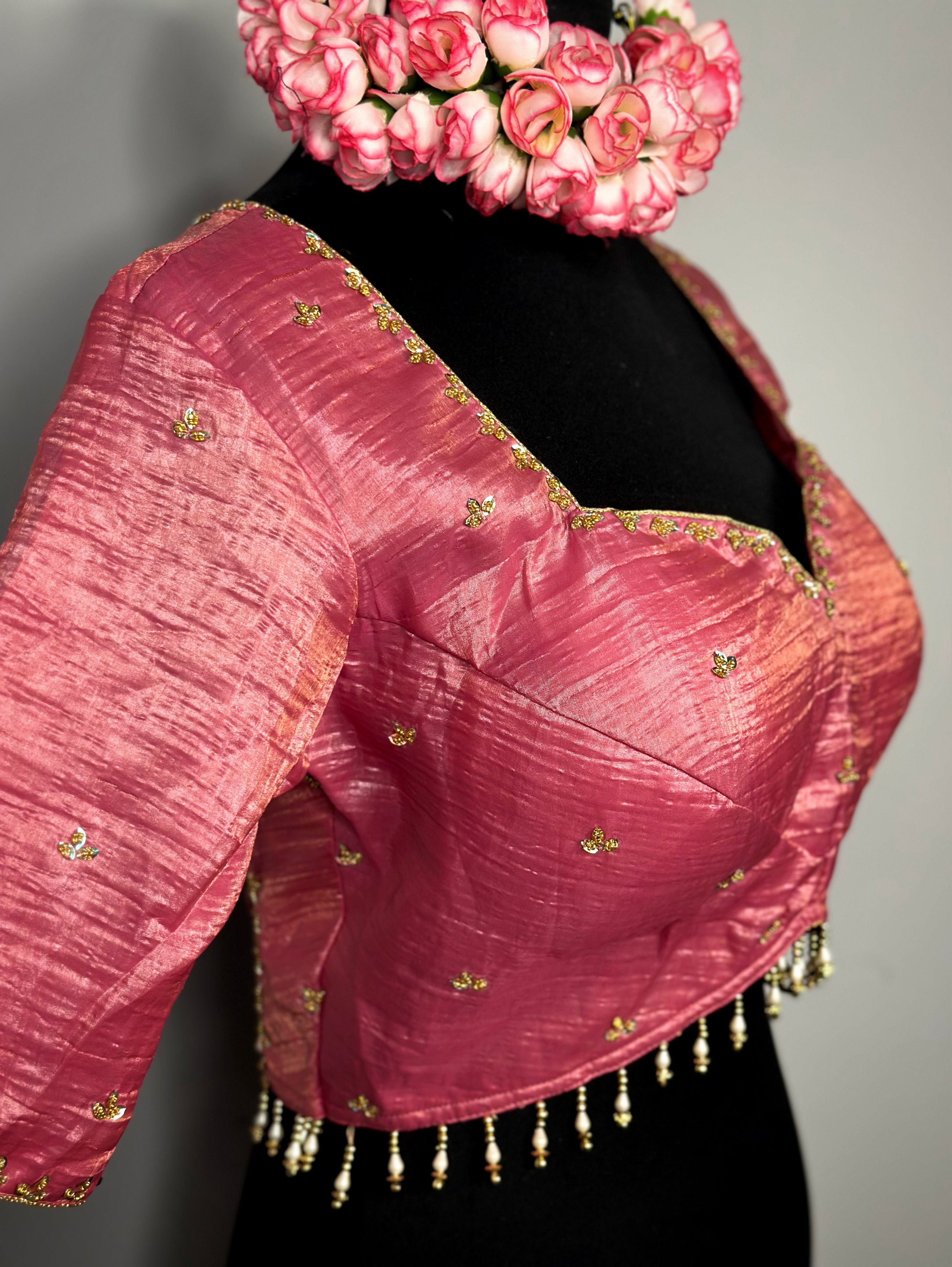 Rose Pink Backless Tissue Blouse