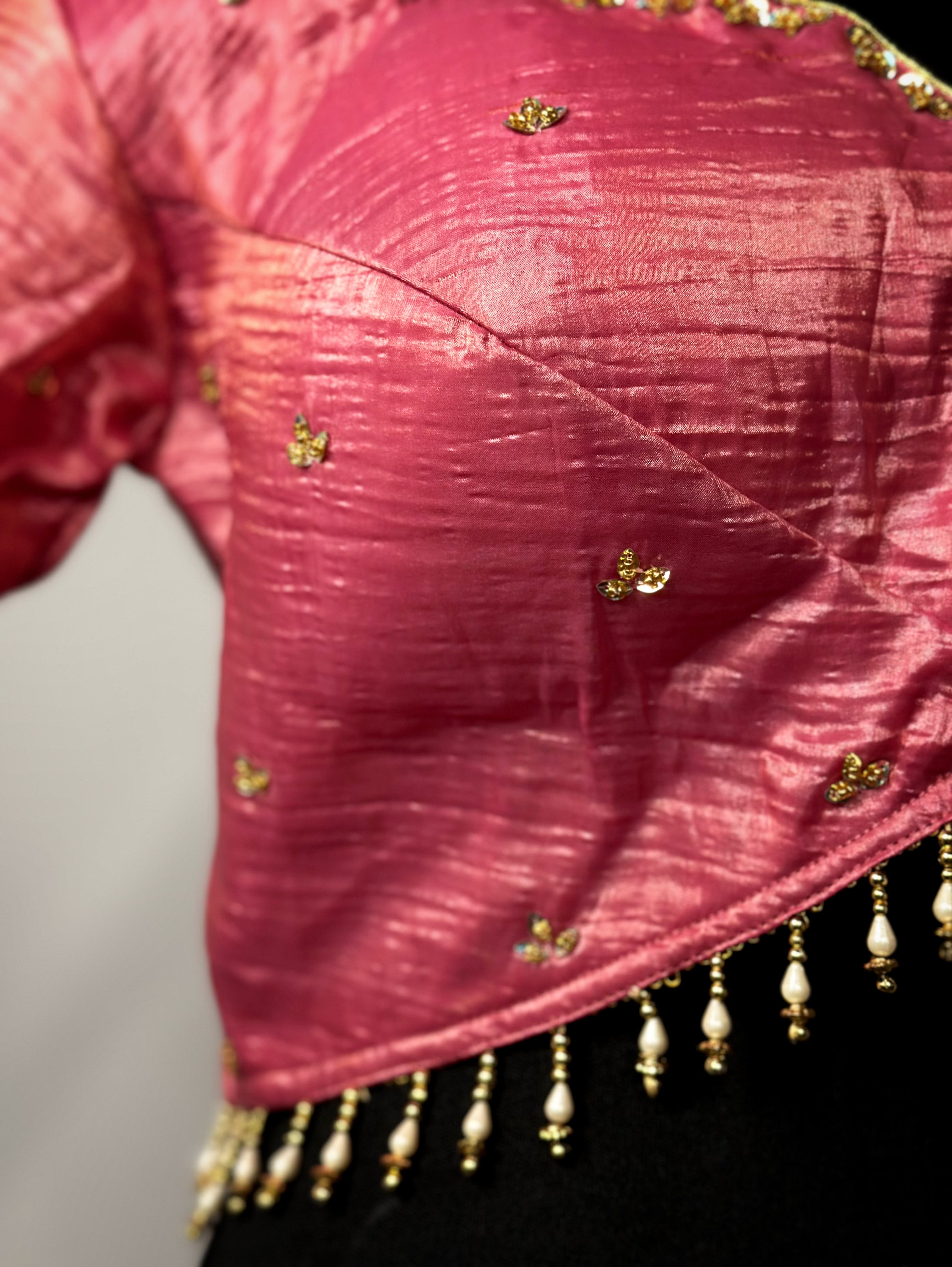 Rose Pink Backless Tissue Blouse